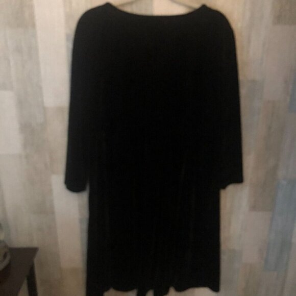 Suzanne Betro Velvet Babydoll Dress Women's Plus size 2X Black 3/4 Sleeve - Picture 5 of 5